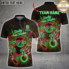 Maxcorners Bowling Neon Dolly the Bowler Sheep Illustration Multioptions Customized Name, Team Name 3D Shirt (5 Colors)