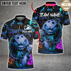 Maxcorners Bowling Monster Graffiti Style Multioptions Customized Name, Team Name 3D Shirt (4 Colors)
