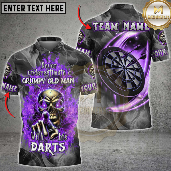 Maxcorners Grumpy Old Man With His Darts Multicolors Customized Name, Team Name 3D Shirts (4 Colors)