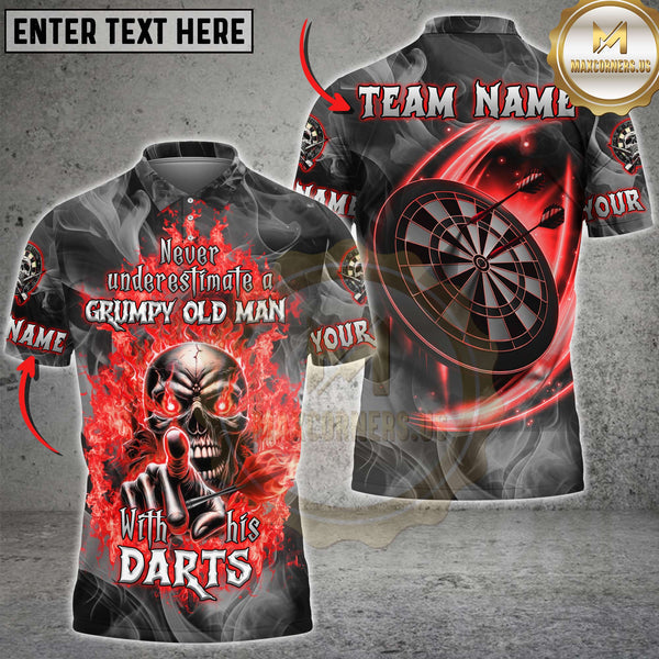 Maxcorners Grumpy Old Man With His Darts Multicolors Customized Name, Team Name 3D Shirts (4 Colors)
