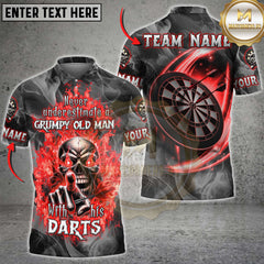 Maxcorners Grumpy Old Man With His Darts Multicolors Customized Name, Team Name 3D Shirts (4 Colors)