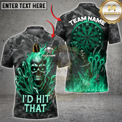 Maxcorners Flame Skull "I'd Hit That" Multicolors Customized Name, Team Name 3D Shirts (4 Colors)