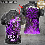Maxcorners Flame Skull "I'd Hit That" Multicolors Customized Name, Team Name 3D Shirts (4 Colors)