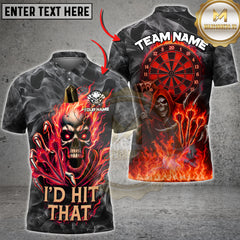 Maxcorners Flame Skull "I'd Hit That" Multicolors Customized Name, Team Name 3D Shirts (4 Colors)