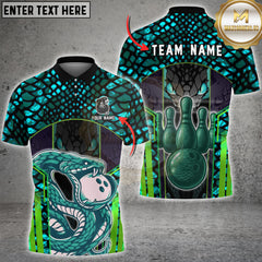 Maxcorners Bowling Snake Reptile Skin Graphic Multioptions Customized Name, Team Name 3D Shirt (5 Colors)