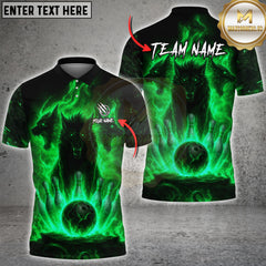 Maxcorners Bowling Fire Wolves Strike Graphic Multioptions Customized Name, Team Name 3D Shirt (5 Colors)