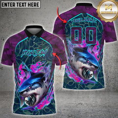 Maxcorners Bowling Shark Bite Flame Graphic Multioptions Customized Name, Team Name 3D Shirt (5 Colors)