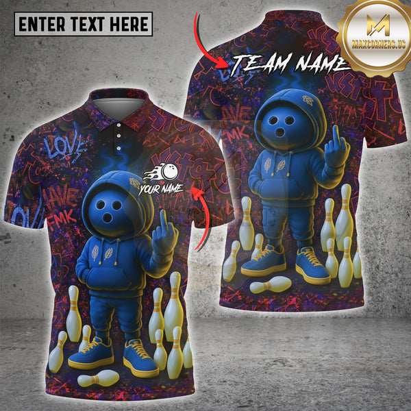 Maxcorners Graffiti Bowling Men Multioptions Customized Name, Team Name 3D Shirt (5 Colors)