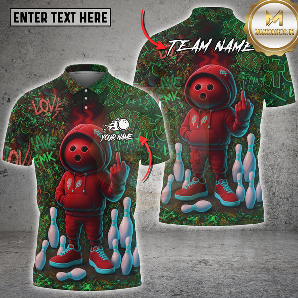 Maxcorners Graffiti Bowling Men Multioptions Customized Name, Team Name 3D Shirt (5 Colors)