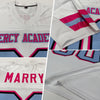 Maxcorners Custom White Light Blue-Pink Mesh Authentic Football Jersey LM2605