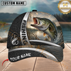 Maxcorners Fishing Black Hexagon Silver Accent Customized Name 3D Cap