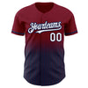 Maxcorners Custom Maroon Pinstripe White-Navy Authentic Fade Fashion Baseball Jersey LM2605