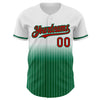 Maxcorners Custom White Pinstripe Red-Kelly Green Authentic Fade Fashion Baseball Jersey LM2605