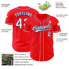 Maxcorners Custom Fire Red White-Royal Authentic Baseball Jersey LM2605