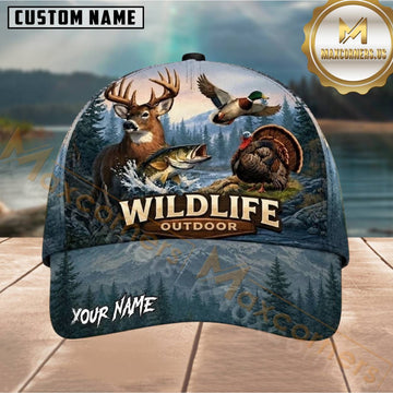 Maxcorners Blue Nature Wildlife Landscape Customized Name 3D Cap