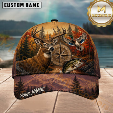 Maxcorners Autumn Forest Wildlife Customized Name 3D Cap