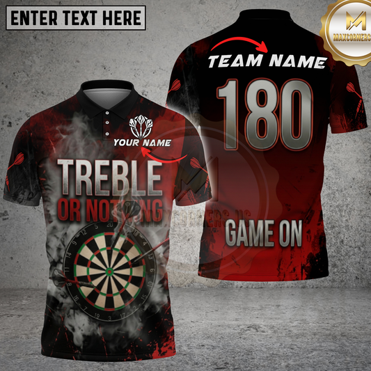 Maxcorners Treble Or Nothing Dark Crimson Smoke Dartboard Multicolor Options Personalized Name, Team Name 3D Shirt (4 Colors).