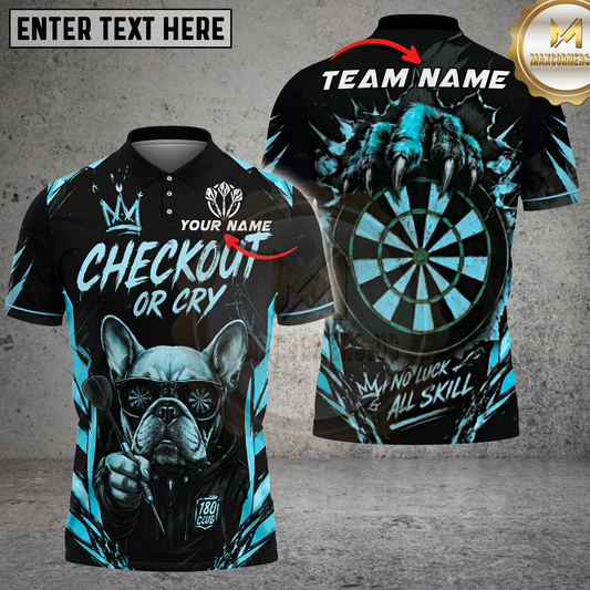 Maxcorners French Bulldog Checkout Or Cry Dartboard Multicolor Options Personalized Name, Team Name 3D Shirt (4 Colors).