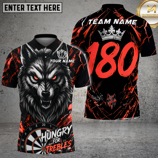 Maxcorners Hungry For Trebles Alpha Wolf Dartboard Multicolor Options Personalized Name, Team Name 3D Shirt (4 Colors).