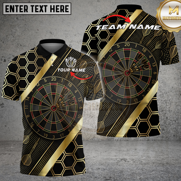 Maxcorners Luxury Gold Hexagon Geometric Dartboard Multicolor Options Personalized Name, Team Name 3D Shirt .