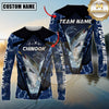 Maxcorners Fishing Heartbeat Jumping Fish Graphic Multicolor Options Personalized Name, Team Name 3D Long Sleeve Shirt (12 Fish Species)