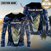 Maxcorners Fishing Heartbeat Jumping Fish Graphic Multicolor Options Personalized Name, Team Name 3D Long Sleeve Shirt (12 Fish Species)