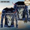 Maxcorners Fishing Heartbeat Jumping Fish Graphic Multicolor Options Personalized Name, Team Name 3D Long Sleeve Shirt (12 Fish Species)