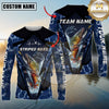 Maxcorners Fishing Heartbeat Jumping Fish Graphic Multicolor Options Personalized Name, Team Name 3D Long Sleeve Shirt (12 Fish Species)