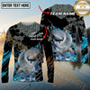 Maxcorners Fishing Carbon Fiber Graphic Multicolor Options Personalized Name, Team Name 3D Long Sleeve Shirt (12 Fish Species)