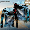 Maxcorners Fishing Carbon Fiber Graphic Multicolor Options Personalized Name, Team Name 3D Long Sleeve Shirt (12 Fish Species)