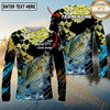 Maxcorners Fishing Carbon Fiber Graphic Multicolor Options Personalized Name, Team Name 3D Long Sleeve Shirt (12 Fish Species)