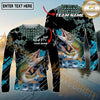 Maxcorners Fishing Carbon Fiber Graphic Multicolor Options Personalized Name, Team Name 3D Long Sleeve Shirt (12 Fish Species)