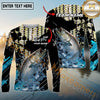 Maxcorners Fishing Carbon Fiber Graphic Multicolor Options Personalized Name, Team Name 3D Long Sleeve Shirt (12 Fish Species)