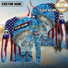 Maxcorners Fishing Patriotic Water Flag Graphic Multicolor Options Personalized Name, Team Name 3D Long Sleeve Shirt (12 Fish Species)