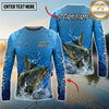 Maxcorners Fishing Electric Water Graphic Multicolor Options Personalized Name, Team Name 3D Long Sleeve Shirt (12 Fish Species)