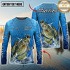 Maxcorners Fishing Electric Water Graphic Multicolor Options Personalized Name, Team Name 3D Long Sleeve Shirt (12 Fish Species)
