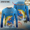 Maxcorners Fishing Electric Water Graphic Multicolor Options Personalized Name, Team Name 3D Long Sleeve Shirt (12 Fish Species)