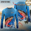 Maxcorners Fishing Electric Water Graphic Multicolor Options Personalized Name, Team Name 3D Long Sleeve Shirt (12 Fish Species)