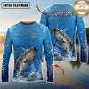 Maxcorners Fishing Electric Water Graphic Multicolor Options Personalized Name, Team Name 3D Long Sleeve Shirt (12 Fish Species)