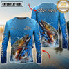 Maxcorners Fishing Electric Water Graphic Multicolor Options Personalized Name, Team Name 3D Long Sleeve Shirt (12 Fish Species)