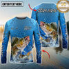 Maxcorners Fishing Electric Water Graphic Multicolor Options Personalized Name, Team Name 3D Long Sleeve Shirt (12 Fish Species)