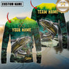 Maxcorners Fishing Swamp Nature Scene Multicolor Options Personalized Name, Team Name 3D Long Sleeve Shirt (12 Fish Species)
