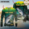 Maxcorners Fishing Swamp Nature Scene Multicolor Options Personalized Name, Team Name 3D Long Sleeve Shirt (12 Fish Species)