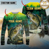 Maxcorners Fishing Swamp Nature Scene Multicolor Options Personalized Name, Team Name 3D Long Sleeve Shirt (12 Fish Species)