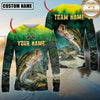 Maxcorners Fishing Swamp Nature Scene Multicolor Options Personalized Name, Team Name 3D Long Sleeve Shirt (12 Fish Species)