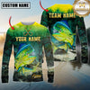 Maxcorners Fishing Swamp Nature Scene Multicolor Options Personalized Name, Team Name 3D Long Sleeve Shirt (12 Fish Species)
