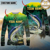 Maxcorners Fishing Swamp Nature Scene Multicolor Options Personalized Name, Team Name 3D Long Sleeve Shirt (12 Fish Species)
