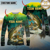 Maxcorners Fishing Swamp Nature Scene Multicolor Options Personalized Name, Team Name 3D Long Sleeve Shirt (12 Fish Species)