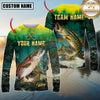 Maxcorners Fishing Swamp Nature Scene Multicolor Options Personalized Name, Team Name 3D Long Sleeve Shirt (12 Fish Species)
