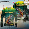 Maxcorners Fishing Swamp Nature Scene Multicolor Options Personalized Name, Team Name 3D Long Sleeve Shirt (12 Fish Species)
